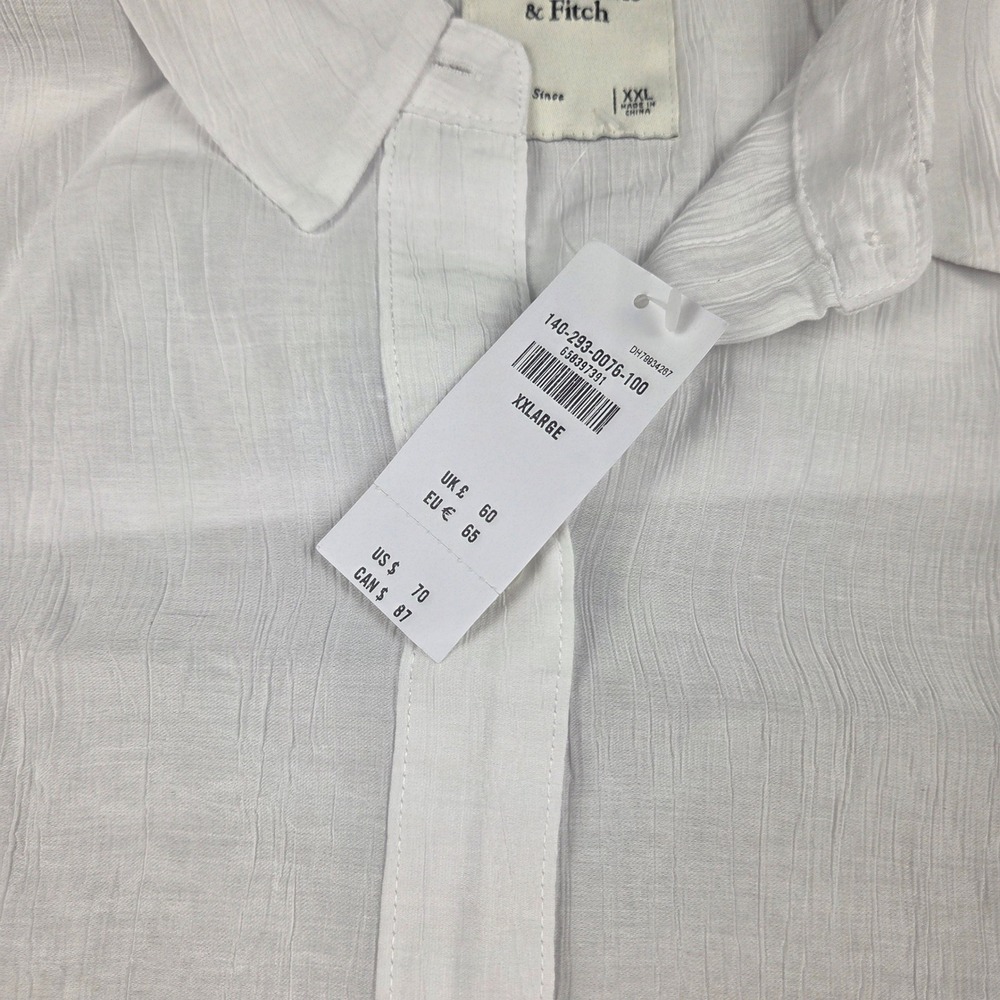 Abercrombie & Fitch White Oversized Textured Button Up Shirt XXL New - Picture 9 of 9